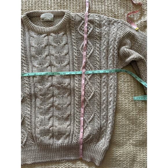 Vintage Lord Jeff 100% Fine Cotton Cableknit‎ Sweater Beige Large - Picture 3 of 5